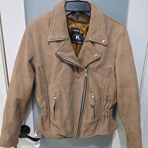 Leather King Tan Moto Jacket Women’s Large Biker Style
